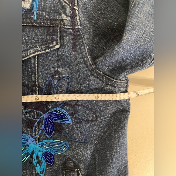 Anthropologie Pilcro and the Letterpress Denim Floral Embroidered Beaded… - Picture 8 of 11